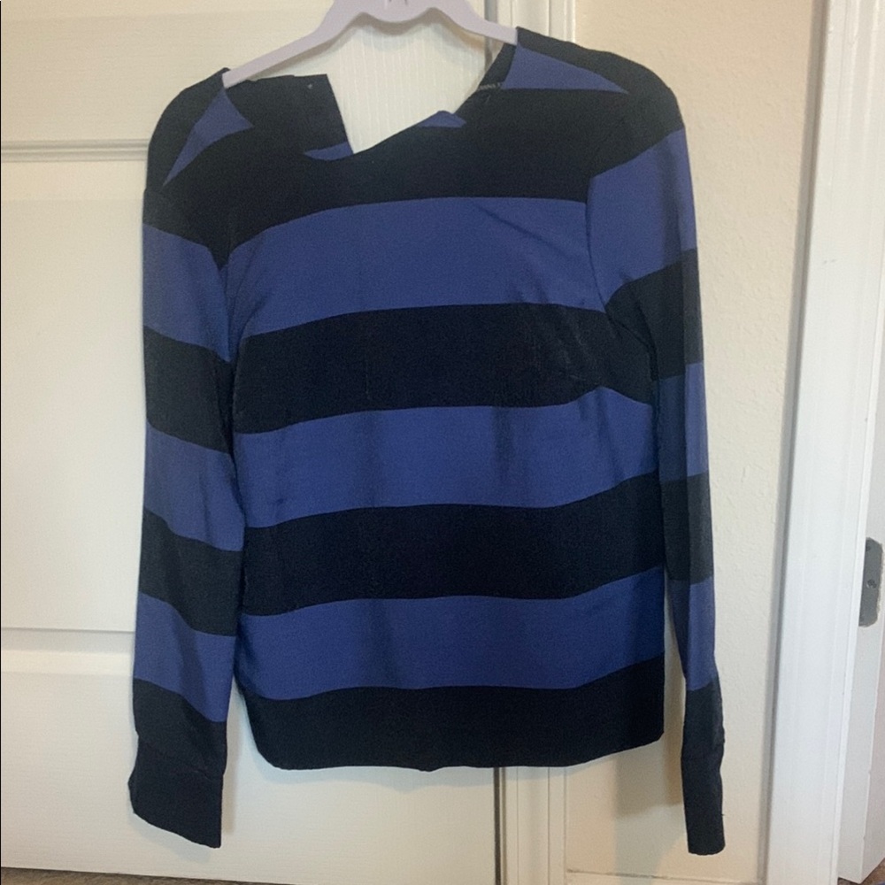 NWT Banana Republic Striped Blue and Black Long Sleeve Shirt XS